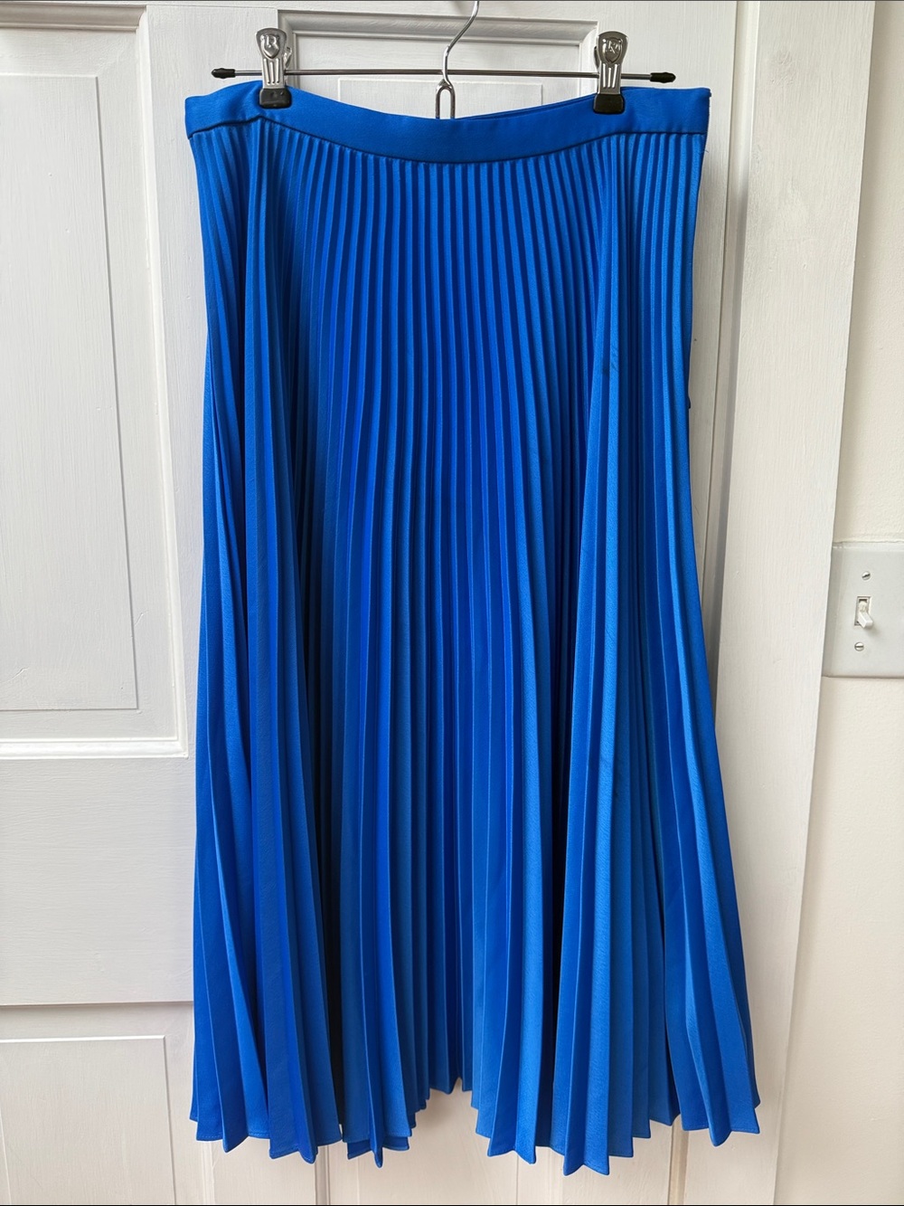 Club Monaco Cobalt Pleated A-Line Midi Skirt